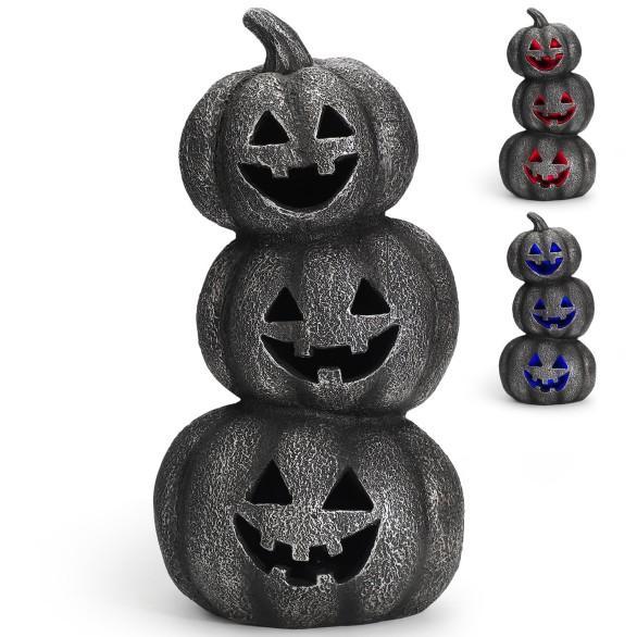 NEW - Seasonal - Ayieyill Stacked Pumpkins and Spider Webs Halloween Decor - MSRP $329