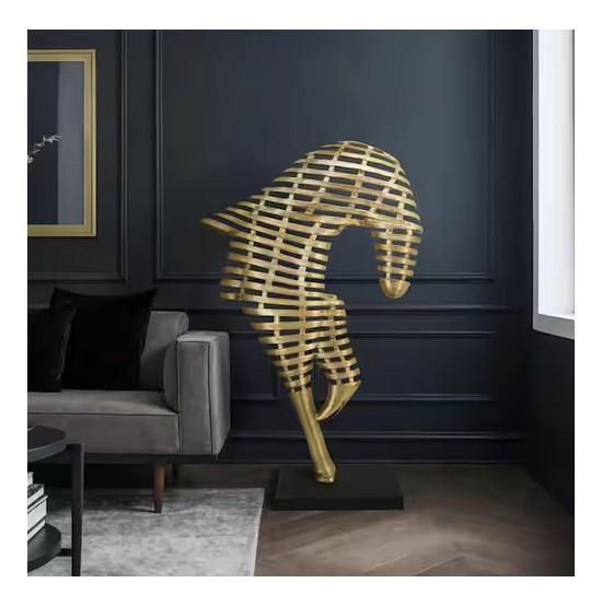 Liv & Skye Gold 39 in. x 64 in. Metal Horse on Stand Sculpture - Est Retail $3,331- 1plt