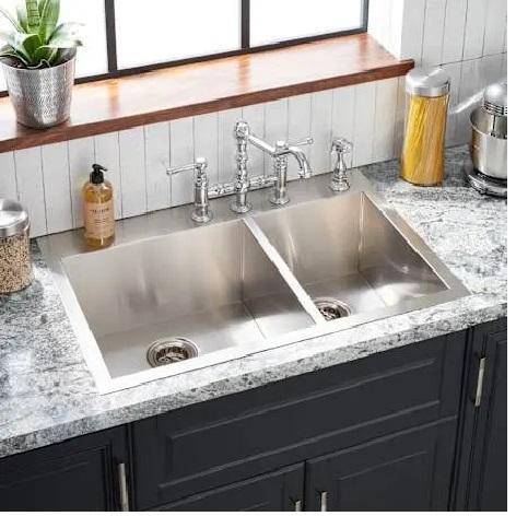 Signature Hardware SHSKDMA2BZL4 Stainless Steel Kitchen Sink - MSRP $479