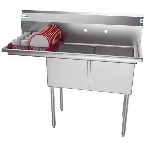 Plumbing - Koolmore 2-Compartments Commercial Sink, Dueyeeri, NTQ, HDC, Swiss Madison, Glacier Bay - Est Retail $2,507