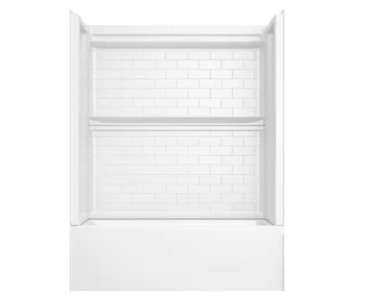 Kitchen & Bath - Delta Classic 500 Tile Right Drain 32 in. L x 60 in. W x 59.88 in. Bathtub - Est Retail $860- 1plt