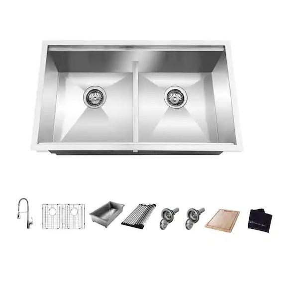 Plumbing - Glacier Bay Workstation Kitchen Double Sink, VEVOR, Yuaris, KeonJinn, HOMEIBRO, HOMLUX - Est Retail $2,569