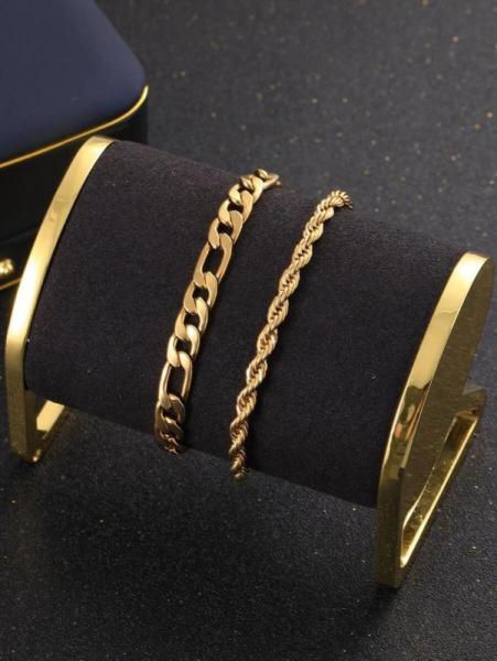 18K Gold Filled Cuban Link Bracelet Heavy Curb Chain Bracelet with S