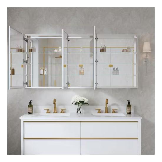 Wellfor Rosa Rectangular Aluminum Tri-View Medicine Cabinet with Mirror Combo Set - Est Retail $1,966- 1plt