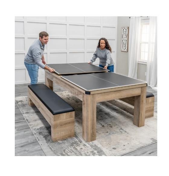 Furniture - Hampton 3-in-1 Combination Table Includes Billiards, Table Tennis, & Dining Table, Nightstands -MSRP $4,876