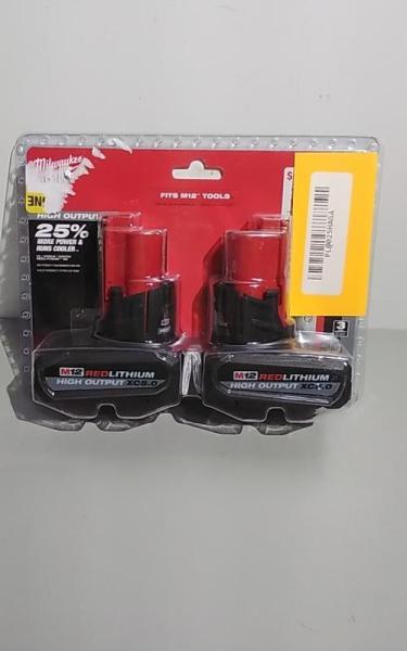 Milwaukee M12 12V Lithium-Ion XC High Output 5Ah Battery, 2pk - MSRP $119
