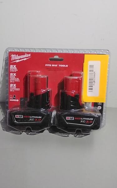 Milwaukee M12 12V Lithium-Ion XC Extended Capacity 3Ah Battery Pack, 2pk - MSRP $79