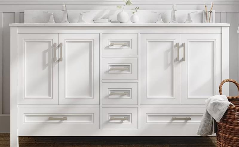 Two Allen+Roth Crest Hill 60in White Undermount Double Sink Bathroom Vanities - MSRP $2,398