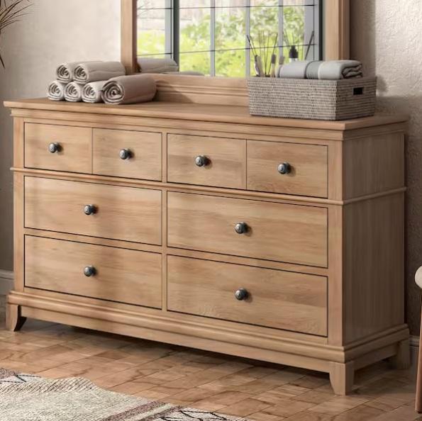Seasonal - Furniture of America Zeller Natural Oak 6-Drawer 62 in. Dresser With Cedar Bottom - Est Retail $1,330- 1plt