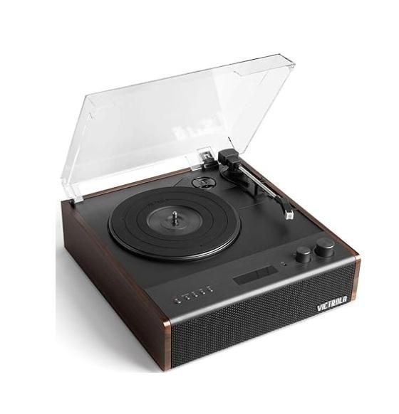 Victrola Eastwood Signature Bluetooth Record Player, HUITICO Rustic Island Pendant, Stromberg Carlson - MSRP $2,317