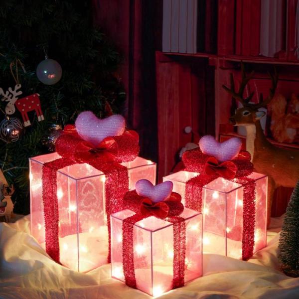 Lawn & Garden - outtkitywi 4pc Solar Mole Repellent, COVFEVER Pink Decoration Lighted Gift Boxes - MSRP $1,481