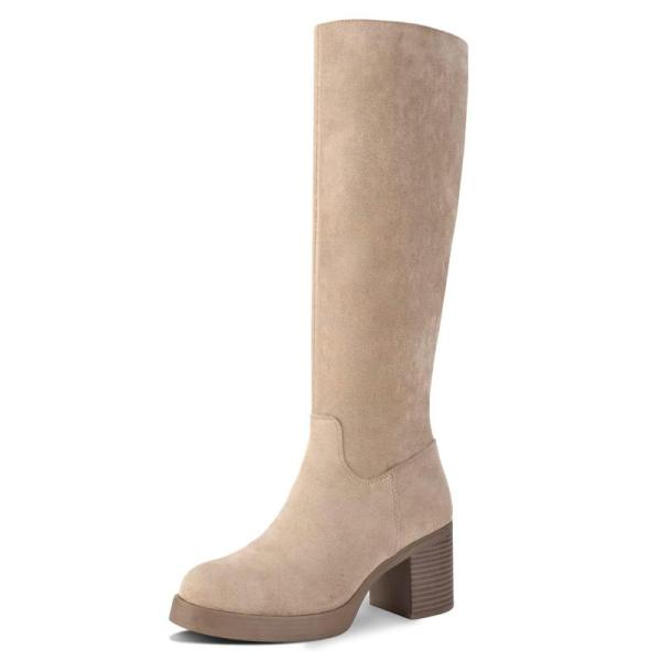 Shoes - Shoe'N Tale Platform Knee High Boots, bebealy Genuine Suede Mini Boots, Jiu du Slip-On Gold Heels - MSRP $7,862