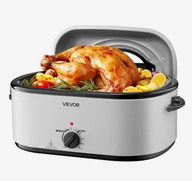 VEVOR Roaster Oven, 26qt Electric Roasting Pan, EUHOMY 5.8"W Feed Chute Cold Press Juicer, SLEEPLUX - MSRP $1,393