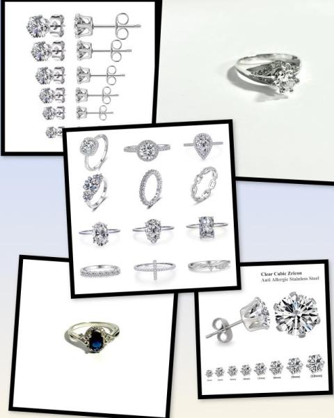 18KT Gold Plated Zirconia Fashion Rings & Stud Earrings