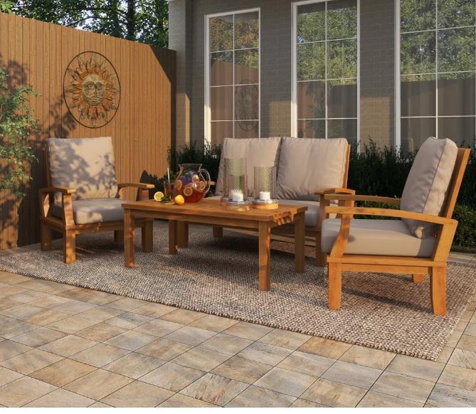 Furniture - Teak Wood Armchair & Loveseat Outdoor Seating Set & Single Bathroom Vanity w/ Stone Top - MSRP $2,329