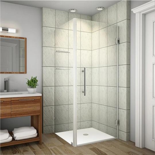 Aston SEN993-SS-36-10 Frameless Hinged Shower Enclosure - MSRP $815