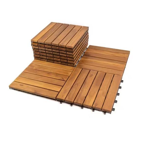 Flooring & Rugs- Pro Space Square Acacia Wood Interlocking Flooring Deck Tile, MSI, Lifeproof -Est Retail $1,275- 2plts