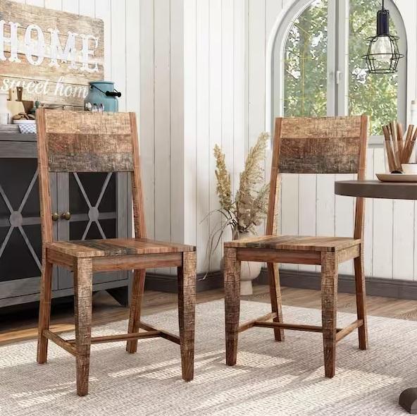 Pallet of Furniture of America Sunniva Natural Solid Mango Wood Dining Side Chairs - Est Retail $1,392