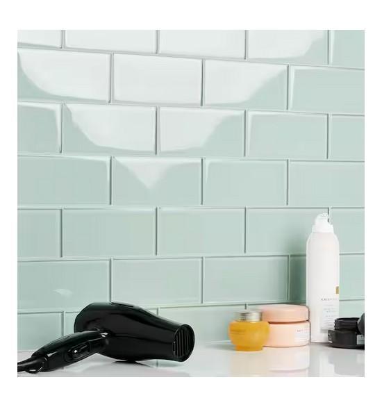 Ivy Hill Contempo Seafoam 3 in. x 6 in. x 8 mm Polished Glass Subway Tile - Est Retail $2,154- 1plt
