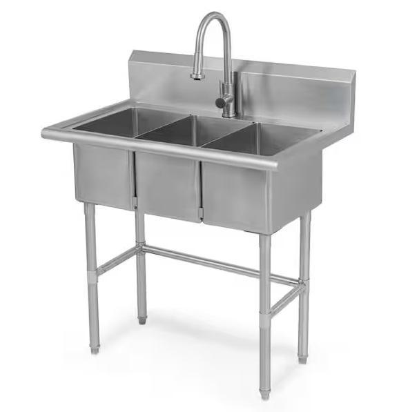 Plumbing - Glacier Bay Freestanding Commercial Laundry/Utility Sink, AKDY, Elmdor, GLSLAND, YULIKA - Est Retail $1,673