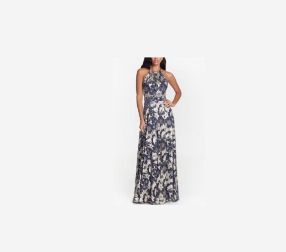Apparel - Betsy Adam Long Foil Print Halter Gown, Paige Lennox Jeans, P.J. Salvage Pajamas - Original MSRP $1,702