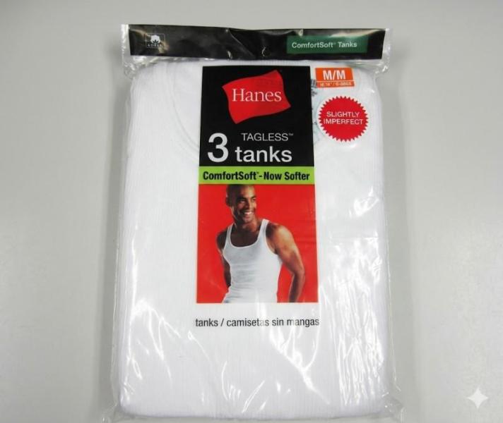 New Hanes Mens 3-Packs of A-Shirts in White - MSRP $19,188