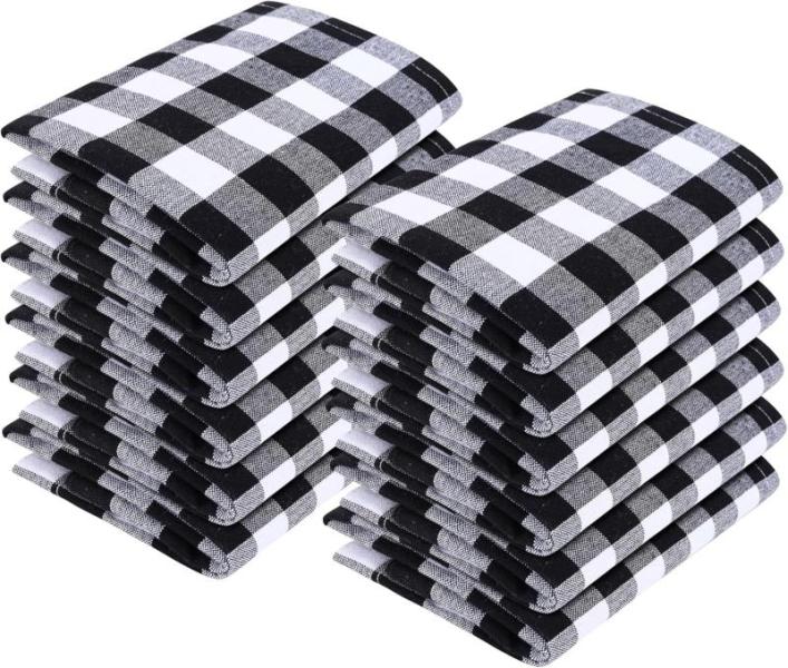 Cotton Twill Cloth Napkins BLACK-WHITE size 18"x18" MSRP- $14040