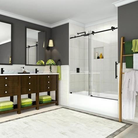 Aston TDR984EZ-MB-60-10 Frameless Tub Door - MSRP $1,128