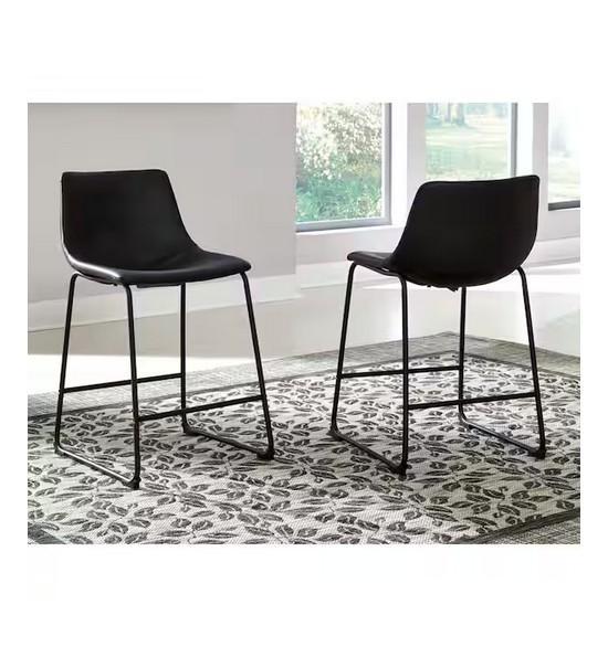 Signature Design by Ashley Centiar Black Faux Leather Bar Stool Set of 2 - Est Retail $5,859- 1plt