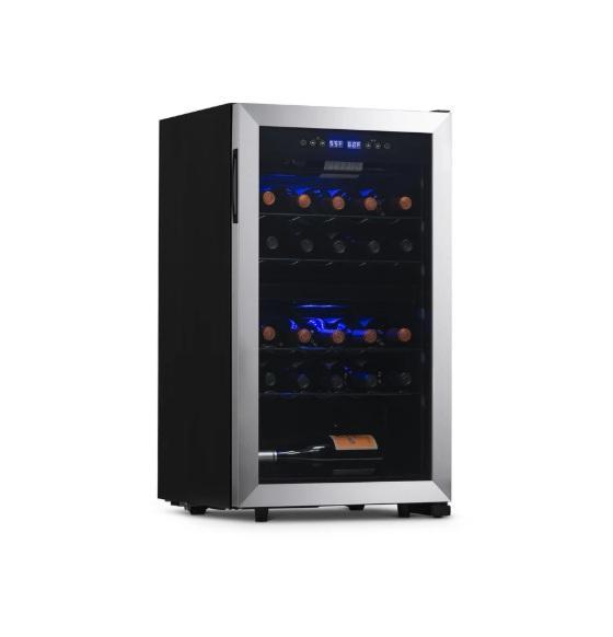 Appliances- Newair 28-Bottle 18.9" Freestanding Wine Fridge, 27-Bottle SS Wine Chillers -Est Retail $2,080 -1plt
