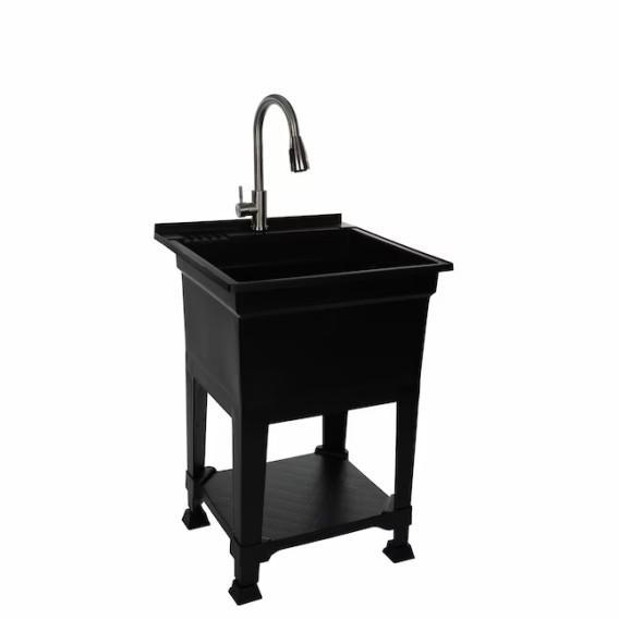 Project Source Black Utility Tub, Zoeller Sump Pump, Commander Plastic Shelving - MSRP $3,887
