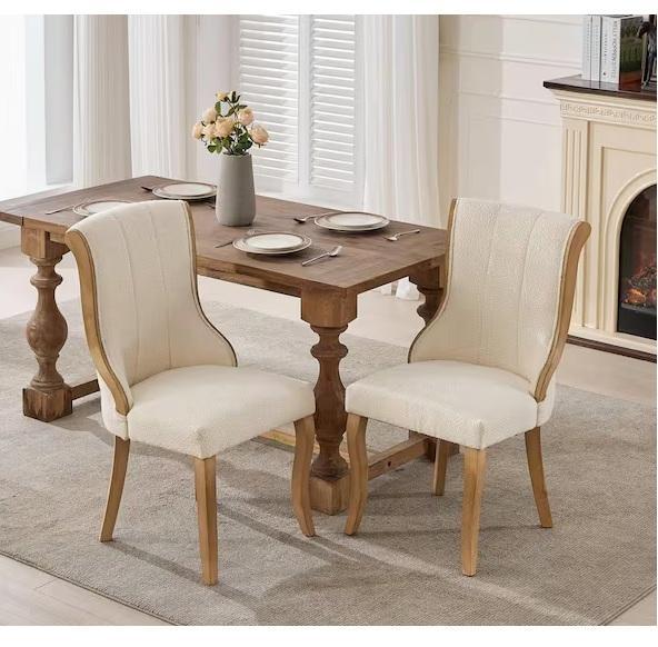 Home Decor - Noble House Blaine Beige Velvet Upholstered Dining Chairs, HDC Dinning Chairs, VECELO - Est Retail $2,005
