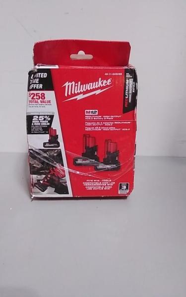 Milwaukee M12 12V Lithium-Ion XC High Output 5Ah Battery 2pk - MSRP $119
