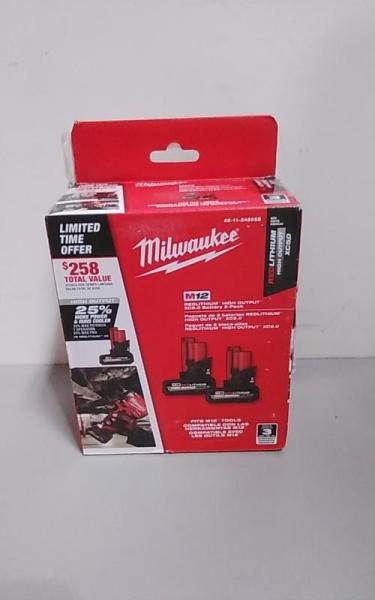 Milwaukee M12 12V Lithium-Ion XC High Output 5Ah Battery 2pk - MSRP $119