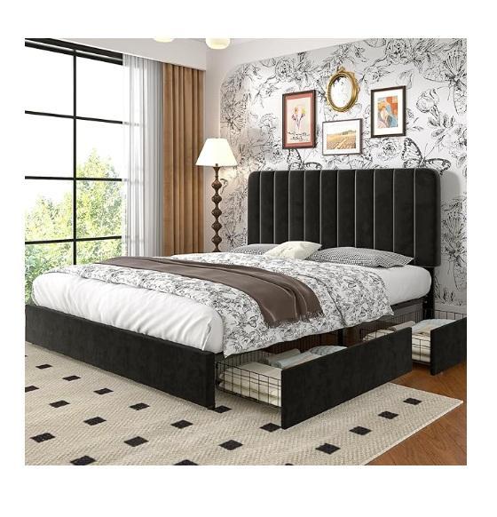 VECELO Full Size Upholstered Bed Frame, Jocoevol Dining Chairs, Amazon Basics Smart Box Spring Bed Base - MSRP $1,169