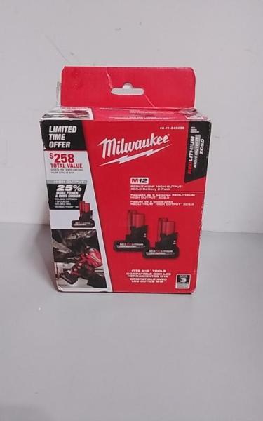 Three Milwaukee M12 12V Lithium-Ion XC High Output 5Ah Battery 2pk - Est Retail $357