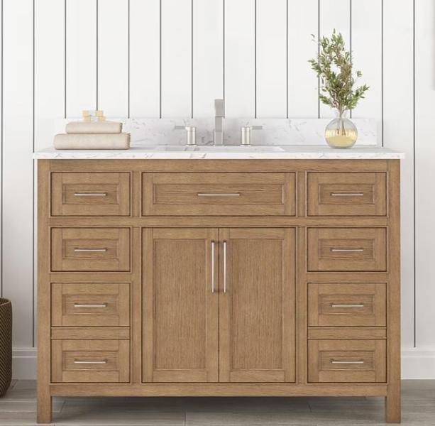 General Merchandise- allen + roth Single Sink Bathroom Vanity, LASKO Electric Space Heater- MSRP $2,943