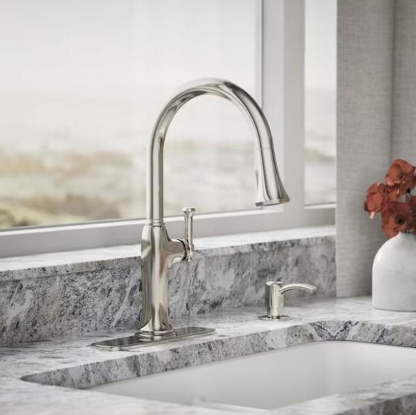 General Merchandise- KOHLER Kitchen Faucet with Sprayer, allen + roth Mount Light - MSRP $2,563