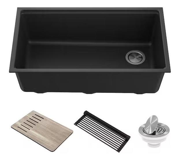 KRAUS Bellucci 32in Undermount Workstation Granite Sink, TydeCkare 2pcs 20/28" Luggage Set, Frigidaire - MSRP $1,413