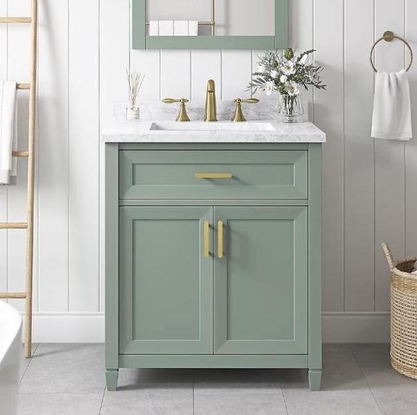General Merchandise- allen + roth Single Sink Bathroom Vanity, Kobalt Freestanding Steel Garage Cabinet - MSRP $3,076
