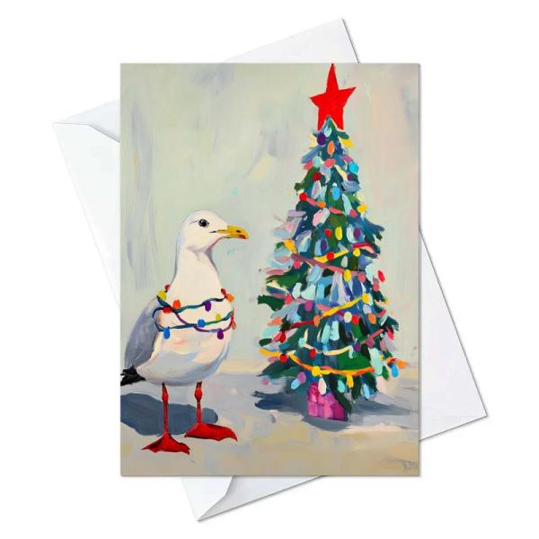 Office Product-  	Blue Bird Tangled in Christmas Lights Greeting Cards - Cards with Envelopes - MSRP $6,459