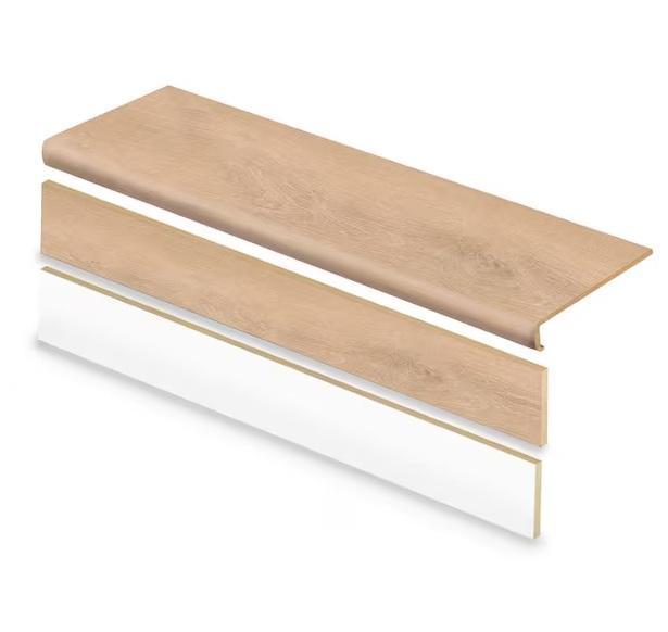 Flooring & Rugs - 2 Pack-Dusk Cherry T Vinyl Overlay Stair Tread and Reversible Riser Kits & Daltile - Est Retail $997