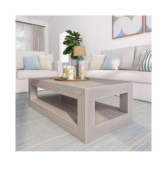 Plank+Beam 40" Modern Rectangular Coffee Table w/Shelf, Lucid 4in King Memory Foam Mattress Topper - MSRP $1,542
