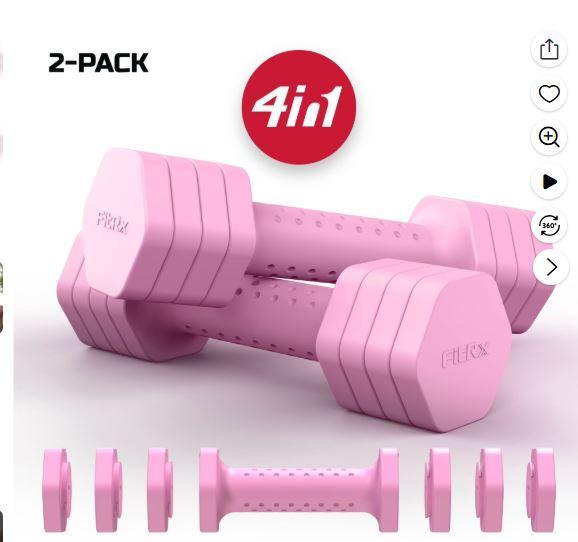 Fitrx Adjustable Dumbbell Set of 2 in Pink - MSRP $15,696