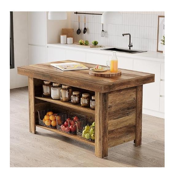 LITTLE TREE 55in Kitchen Island w/Storage, 10X20 Pop Up Canopy Tent, Tribesigns Oval Bookshelf, CABIHOME - MSRP $1,540