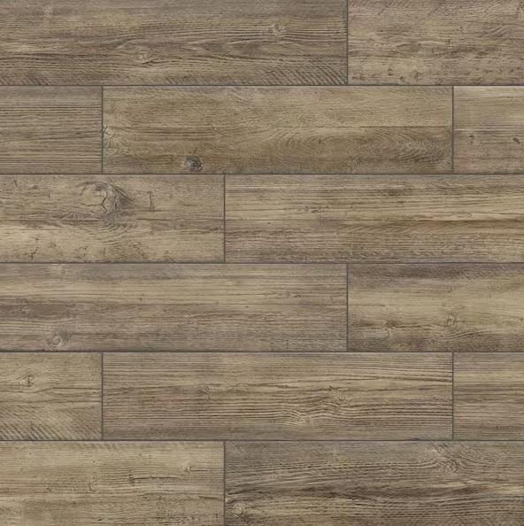 Pallet of Florida Tile Home Collection Tahoe Cedar Brown 6inx24in Porcelain Floor & Wall Tile - Est Retail $1,708