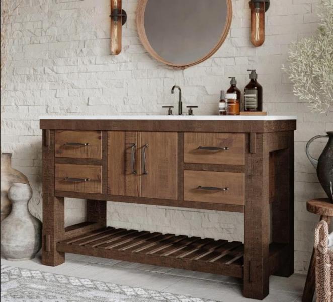 Furniture - Bromnley Quartz Top Vanity, Lucia Slipcovered Sofa Bed, Joly Wooden Dining Table - MSRP $14,732