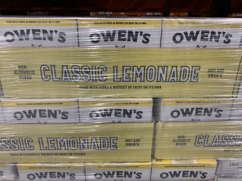 Pallet of OWEN's Craft Classic Lemonades, Non-Alcoholic Mixtures - MSRP $4,676