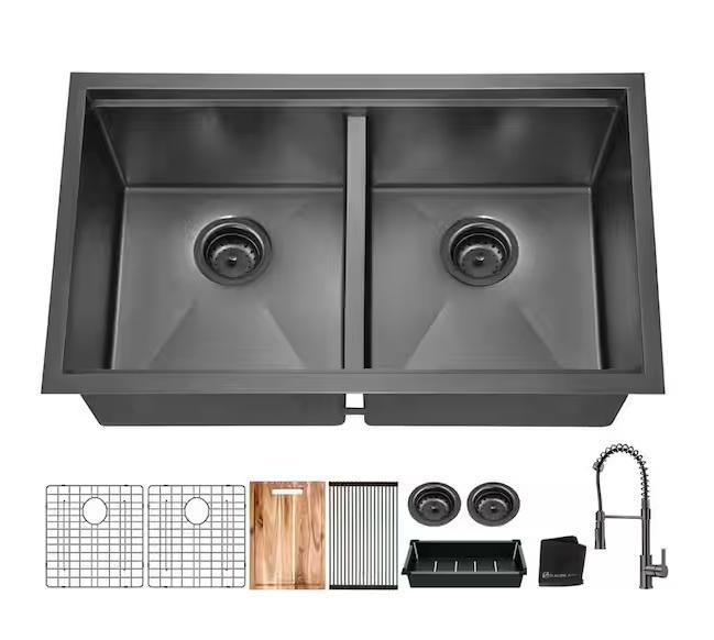 Plumbing - Glacier Bay Double Bowl Kitchen Sink, SINKOLOGY, VEVOR, FORCLOVER, TETOTE, Everbilt - Est Retail $2,221