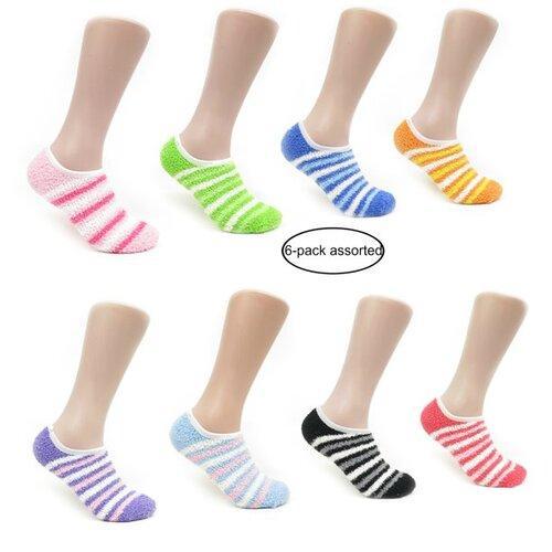 240 Pairs Of Women's Colorful Striped Ankle Slipper Socks With Grip